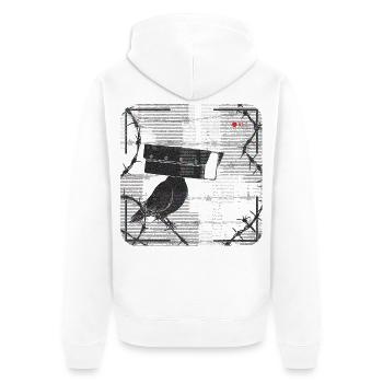 LIVE REC SOCIETY - Unisex Premium Bio Zip Hoodie - Weiß - Hinten - Thijin (182cm)