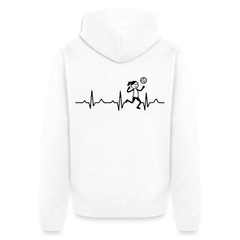 Frauen Volleyballerin Herzschlag Strichmänchen - Unisex Premium Bio Zip Hoodie - Weiß - Hinten - Thijin (182cm)