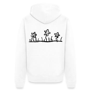 Blumenwiese handgezeichnet - Unisex Premium Bio Zip Hoodie - Weiß - Hinten - Thijin (182cm)