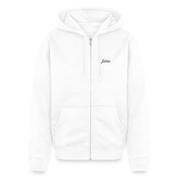 Suivez les broderies - Veste à capuche bio Premium Unisexe - blanc - Devant - Thijin (182cm) & Selfina (174cm)