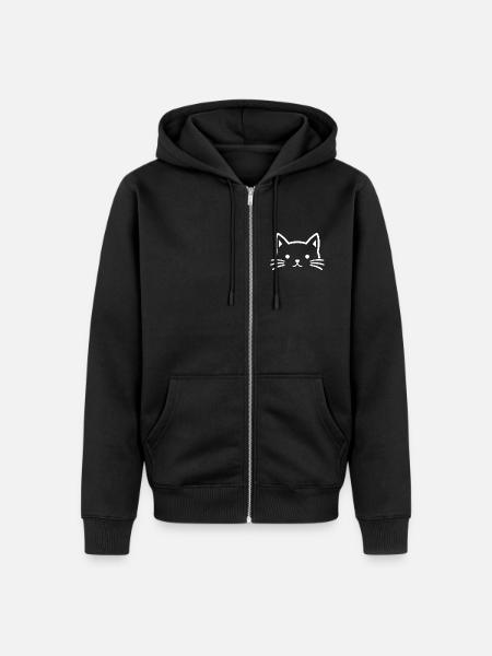 Katzengesicht, Katzenliebhaber - Unisex Premium Bio Zip Hoodie - Schwarz