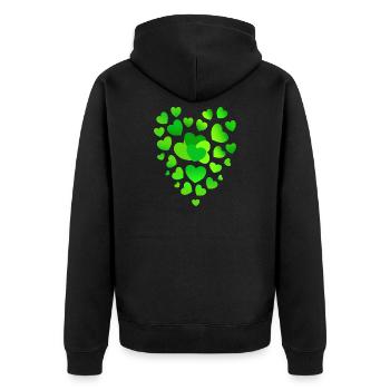 grüne Herzen grünes Herz - Unisex Premium Bio Zip Hoodie - Schwarz - Hinten - Nico (187cm)