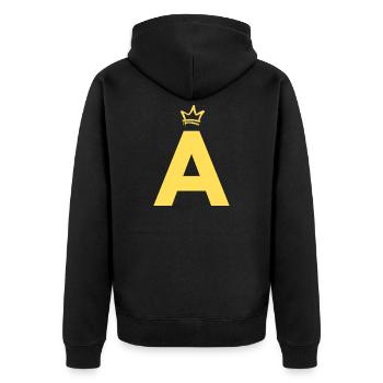 A like Alvin - Unisex Premium Bio Zip Hoodie - Schwarz - Hinten - Nico (187cm)