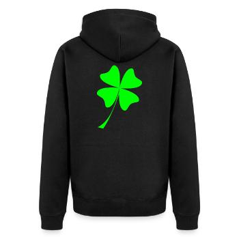TREFLE. FREITAG, 13. - GLÜCK. - GLÜCK. Lotto. IRISH - Unisex Premium Bio Zip Hoodie - Schwarz - Hinten - Nico (187cm)