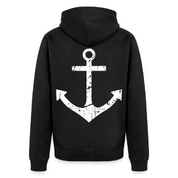 Anker - Unisex Premium Bio Zip Hoodie - Schwarz - Hinten - Nico (187cm)