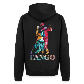 Feuriger Tango Gesellschaftstanz - Unisex Premium Bio Zip Hoodie - Schwarz - Hinten - Nico (187cm)