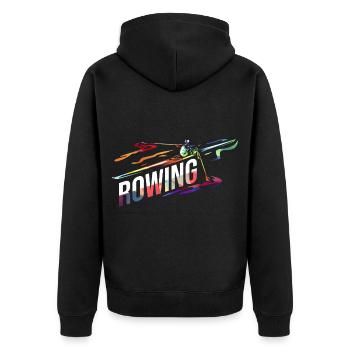 Flinker Ruderer Regattasieg - Unisex Premium Bio Zip Hoodie - Schwarz - Hinten - Nico (187cm)