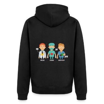 Wachsamer Anästhesist Aufwachraum - Unisex Premium Bio Zip Hoodie - Schwarz - Hinten - Nico (187cm)