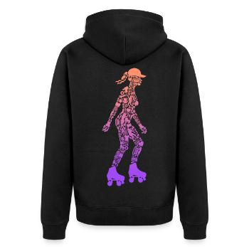 Rollschuh Roller Skating Mädchen Rollschuhe - Unisex Premium Bio Zip Hoodie - Schwarz - Hinten - Nico (187cm)