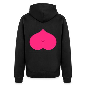 Arsch Herz Popo - Unisex Premium Bio Zip Hoodie - Schwarz - Hinten - Nico (187cm)