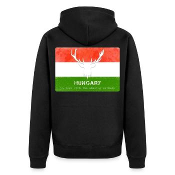 Ungarn Ungarns Wildtiere - Unisex Premium Bio Zip Hoodie - Schwarz - Hinten - Nico (187cm)
