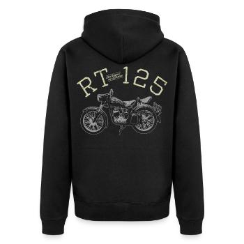 RT 125 - Unisex Premium Bio Zip Hoodie - Schwarz - Hinten - Nico (187cm)