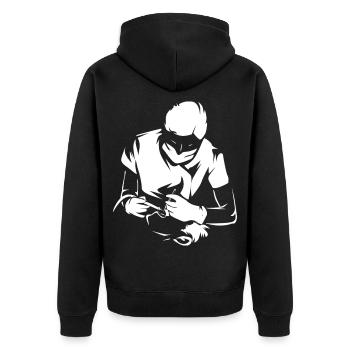 Strahlender Zahnarzt Zahnklinik - Unisex Premium Bio Zip Hoodie - Schwarz - Hinten - Nico (187cm)