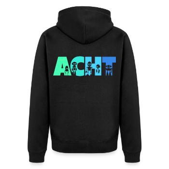 8. Geburtstag Robotik Technik 8 Jahre Roboter - Unisex Premium Bio Zip Hoodie - Schwarz - Hinten - Nico (187cm)