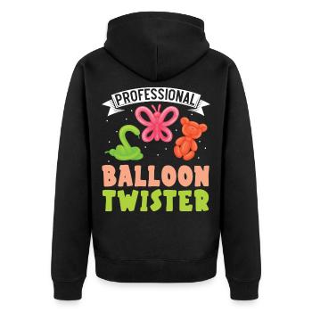 Professioneller Ballonverdreher Ballonmodellierung - Unisex Premium Bio Zip Hoodie - Schwarz - Hinten - Nico (187cm)