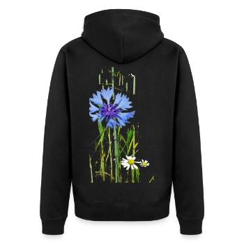 Kornblumen und Gänseblümchen Muster - Unisex Premium Bio Zip Hoodie - Schwarz - Hinten - Nico (187cm)