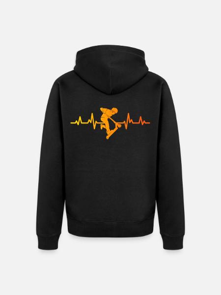 Stunt Scooter Tricks Pulslinie Tretroller - Unisex Premium Bio Zip Hoodie - Schwarz