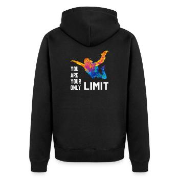 Skydive Fallschirmspringer Skydiver Freifall - Unisex Premium Bio Zip Hoodie - Schwarz - Hinten - Nico (187cm)