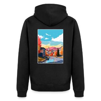 Sarajevo Bosnien Herzegowina Zimmer Reiseposter - Unisex Premium Bio Zip Hoodie - Schwarz - Hinten - Nico (187cm)