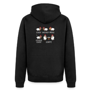 Schaf Unschaf Schwarzwald - Unisex Premium Bio Zip Hoodie - Schwarz - Hinten - Nico (187cm)