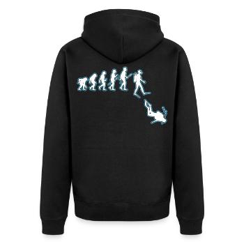 Taucher Evolution - Unisex Premium Bio Zip Hoodie - Schwarz - Hinten - Nico (187cm)