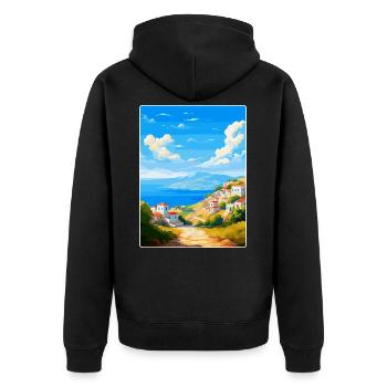 Kea Griechenland Vintage Reiseplakat Souvenir Souvenir - Unisex Premium Bio Zip Hoodie - Schwarz - Hinten - Nico (187cm)