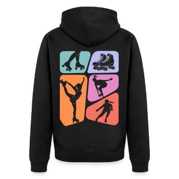 Rollschuhe Roller Skating Rollschuh Mädchen - Unisex Premium Bio Zip Hoodie - Schwarz - Hinten - Nico (187cm)