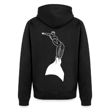Apnoe 002 white - Unisex Premium Bio Zip Hoodie - Schwarz - Hinten - Nico (187cm)