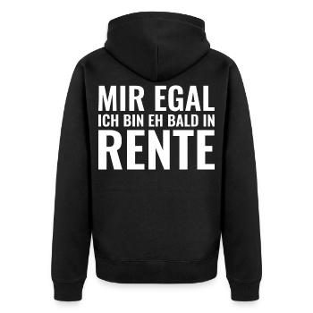 Mir egal ich bin eh bald in Rente - Unisex Premium Bio Zip Hoodie - Schwarz - Hinten - Nico (187cm)