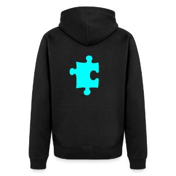 Puzzle - Unisex Premium Bio Zip Hoodie - Schwarz - Hinten - Nico (187cm)