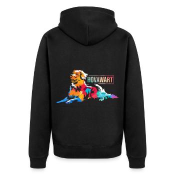 Pfiffiger Hovawart Rettungshund - Unisex Premium Bio Zip Hoodie - Schwarz - Hinten - Nico (187cm)