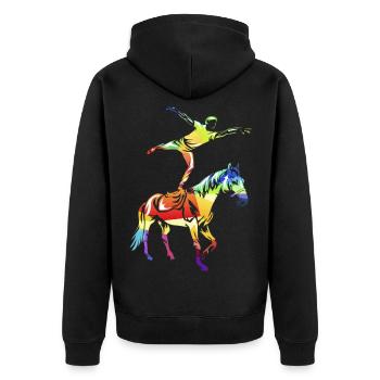 Anmutige Voltigiererin Mannschaft - Unisex Premium Bio Zip Hoodie - Schwarz - Hinten - Nico (187cm)