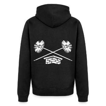 Flinker Schornsteinfeger Glücksbringer - Unisex Premium Bio Zip Hoodie - Schwarz - Hinten - Nico (187cm)
