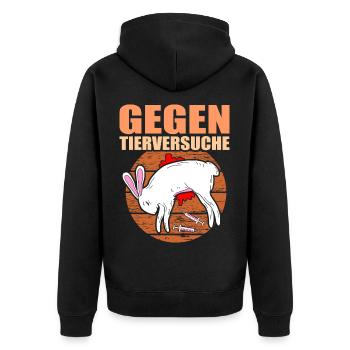 Gegen Tierversuche Abschaffen Tierschützer - Unisex Premium Bio Zip Hoodie - Schwarz - Hinten - Nico (187cm)
