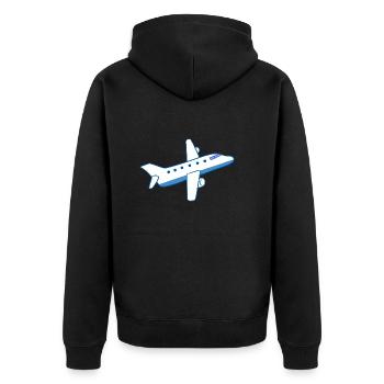 Airplane Plane - Unisex Premium Bio Zip Hoodie - Schwarz - Hinten - Nico (187cm)