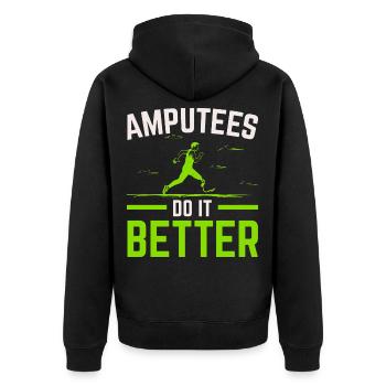 Amputierte machen es besser Amputation Amputiert - Unisex Premium Bio Zip Hoodie - Schwarz - Hinten - Nico (187cm)