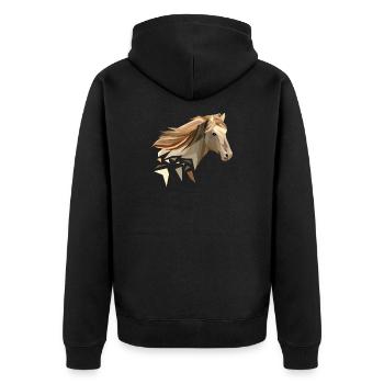 Pferd geometrisch low poly - Unisex Premium Bio Zip Hoodie - Schwarz - Hinten - Nico (187cm)
