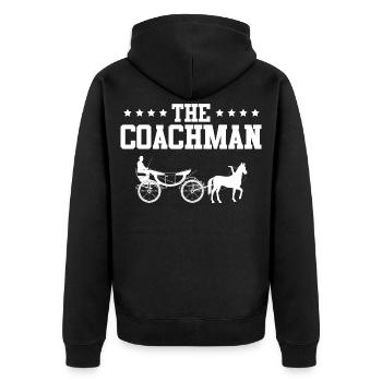 Kutscher Kutsche Pferd - Unisex Premium Bio Zip Hoodie - Schwarz - Hinten - Nico (187cm)