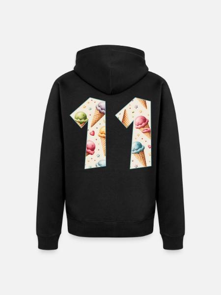 EISCREME NUMMER 11 JAHRE EIS 11. GEBURTSTAG - Unisex Premium Bio Zip Hoodie - Schwarz