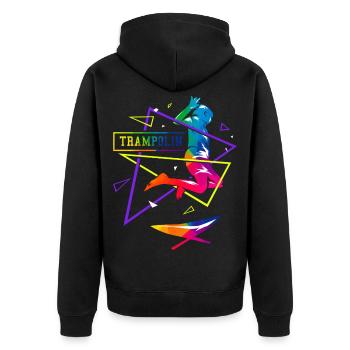 Federnde Trampolin Turnerin Wettkampf - Unisex Premium Bio Zip Hoodie - Schwarz - Hinten - Nico (187cm)