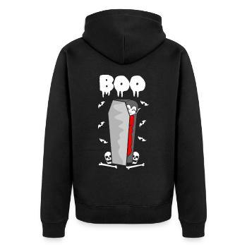 Vampir Sarg Vampire Halloween Outfit - Unisex Premium Bio Zip Hoodie - Schwarz - Hinten - Nico (187cm)