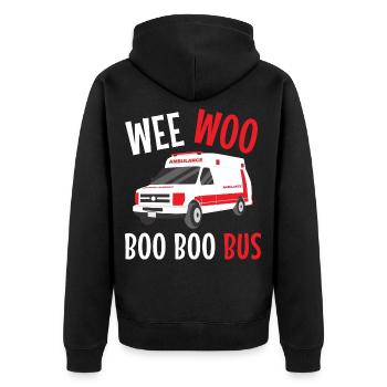 Sanitäter Wee Woo Bus Rettungsdienst - Unisex Premium Bio Zip Hoodie - Schwarz - Hinten - Nico (187cm)