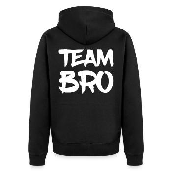 Team Bro - Unisex Premium Bio Zip Hoodie - Schwarz - Hinten - Nico (187cm)