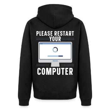 Fragen Sie mich über Informationstechnologie - Unisex Premium Bio Zip Hoodie - Schwarz - Hinten - Nico (187cm)