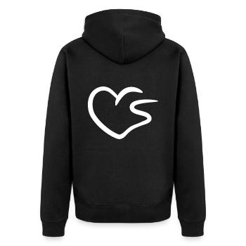 Herz Buchstabe S Anfangsbuchstabe - Unisex Premium Bio Zip Hoodie - Schwarz - Hinten - Nico (187cm)