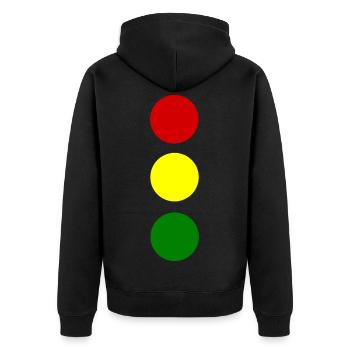 Ampel - Unisex Premium Bio Zip Hoodie - Schwarz - Hinten - Nico (187cm)