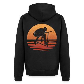 Scooter Tricks E-Roller Stunt Scooter - Unisex Premium Bio Zip Hoodie - Schwarz - Hinten - Nico (187cm)