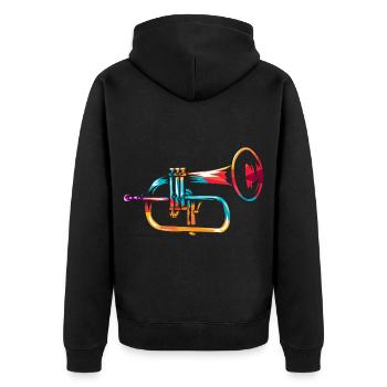 Samtiges Flügelhorn Konzertabend - Unisex Premium Bio Zip Hoodie - Schwarz - Hinten - Nico (187cm)