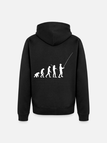 Evolution Angeln - Vom Affen zum Angler - Unisex Premium Bio Zip Hoodie - Schwarz