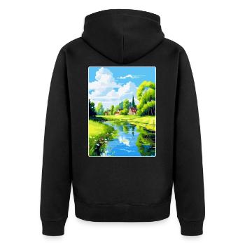 Spreewald Allemagne Affiche de voyage vintage souvenir - Veste à capuche bio Premium Unisexe - noir - Dos - Nico (187cm)